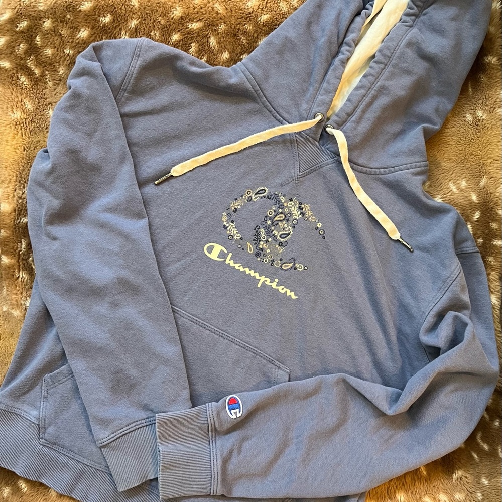 Size small (girls) Champion hoodie. Light blue